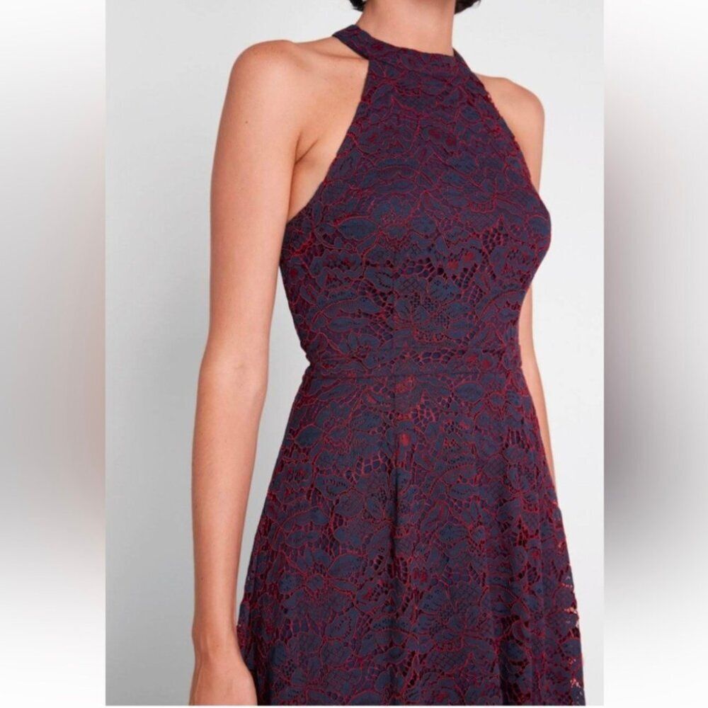 ModCloth | A Night Like This Halter Dress | Navy & Red | Size 10 - Picture 2 of 11